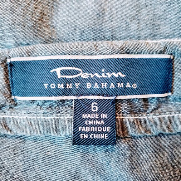 NWOT TOMMY BAHAMA Wisp Skirt, Blue Denim Chambray 100% Cotton Ruffled Hem, 6 - Picture 8 of 12